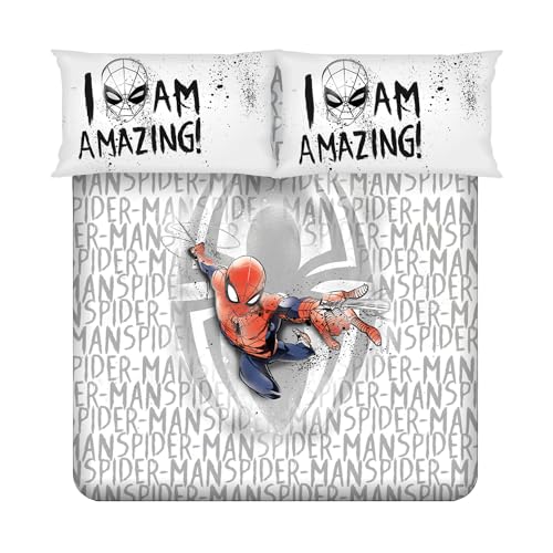 Image of Sassoon Marvel Spiderman Amazing Digital Printed 100% Cotton Bedsheet with 2 Pillow Covers in 300TC