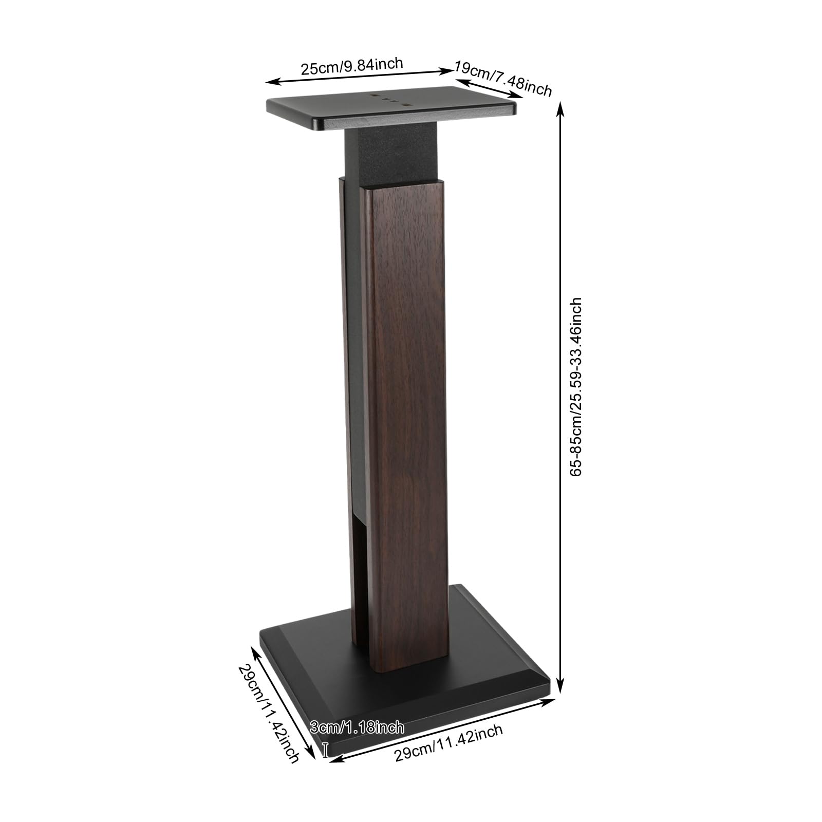 Soporte para altavoces de 65 a 85 cm, altura regulable, juego de 2 unidades, soporte para altavoces satélite, capacidad de carga de 30 kg (color nogal)