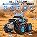 Lacchoufee 1:16 Waterproof Monster Truck Toys RC Cars, 2.4GHz Remote Control Truck for Kids Boy Ages 8,9,10,11,12 Years Old, 4WD All Terrain Off-Road with LED Lights RC Boat for Boy Girl Birthday Gift