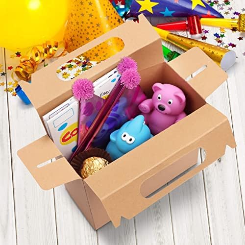 25 Brown Kraft Paper Party Treat Weddings Favour Gift Boxes Plain Loot Goodie Gable Bags Creative Boxes Jute Ribbon n Tags