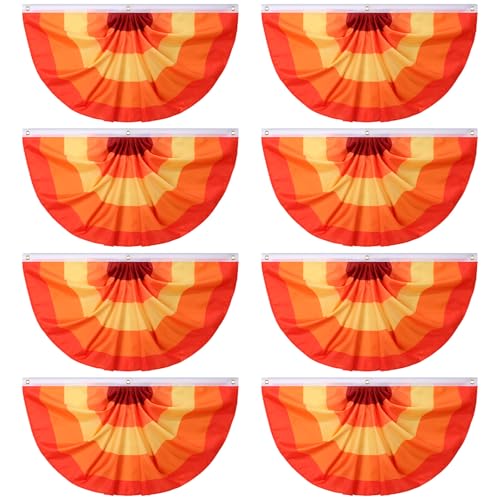 Newwiee 8 Pcs Fall Thanksgiving Bunting Flag Bulk 3 x 1.5 ft Thanksgiving Fan Flag for Outside with 3 Grommets Fall Hanging Banner for Holiday Decoration Indoor Outdoor Yard Props