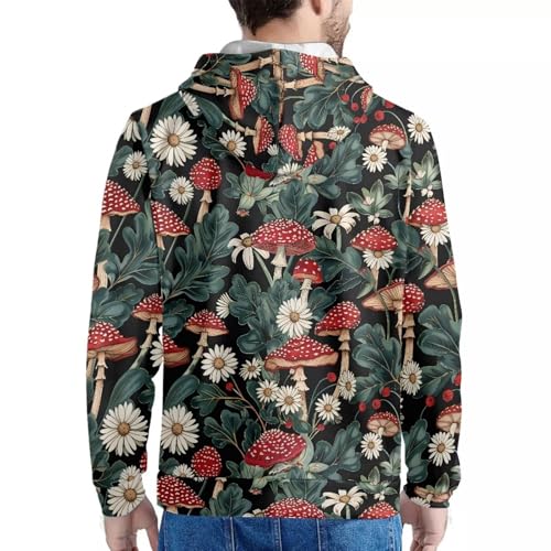 Image of Forchrinse Green Palm Tree Sea Beach Mens Hoodies Pullover Long Sleeve Fleece Hoodie Cozy Sport Casual Outwear