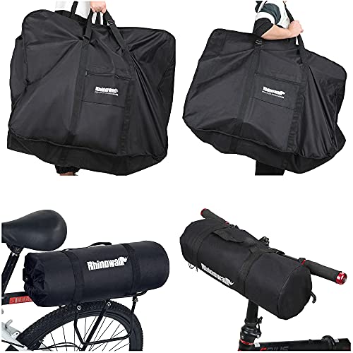 Rhinowalk Folding Bike Bag For 20/26 Inch Folding Bikes - Waterproof Bicycle Travel Carrying Case Outdoors Bike Transport Bag For Cars Train Air Travel (Black 26Inch) #TOP3