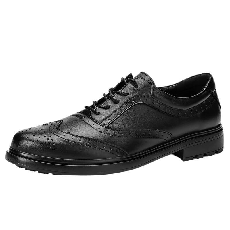 Luxury Classic Man Pointed Toe Dress Shoes Mens Genuine Leather Black Wedding Shoes Male Oxford Formal Shoes Korean Style Brogue Business Leather Shoes