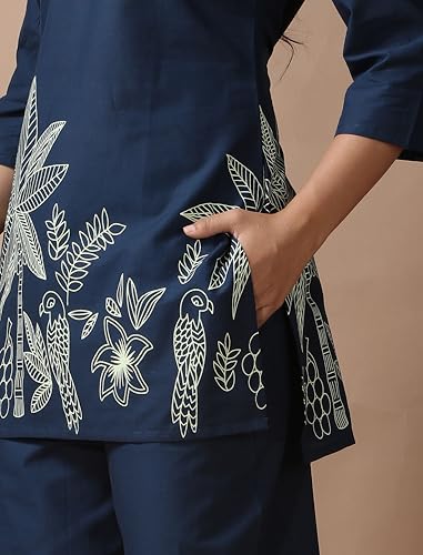 Image of Pinkmint Women's Pure Cotton Co Ord Set l Kurta Sets for Women |Kurta Sets| Printed Kurta with Pant l Stylish Pocket & 3 /4 Sleeve Women Co-ord Set (Avaiable in Plus size)