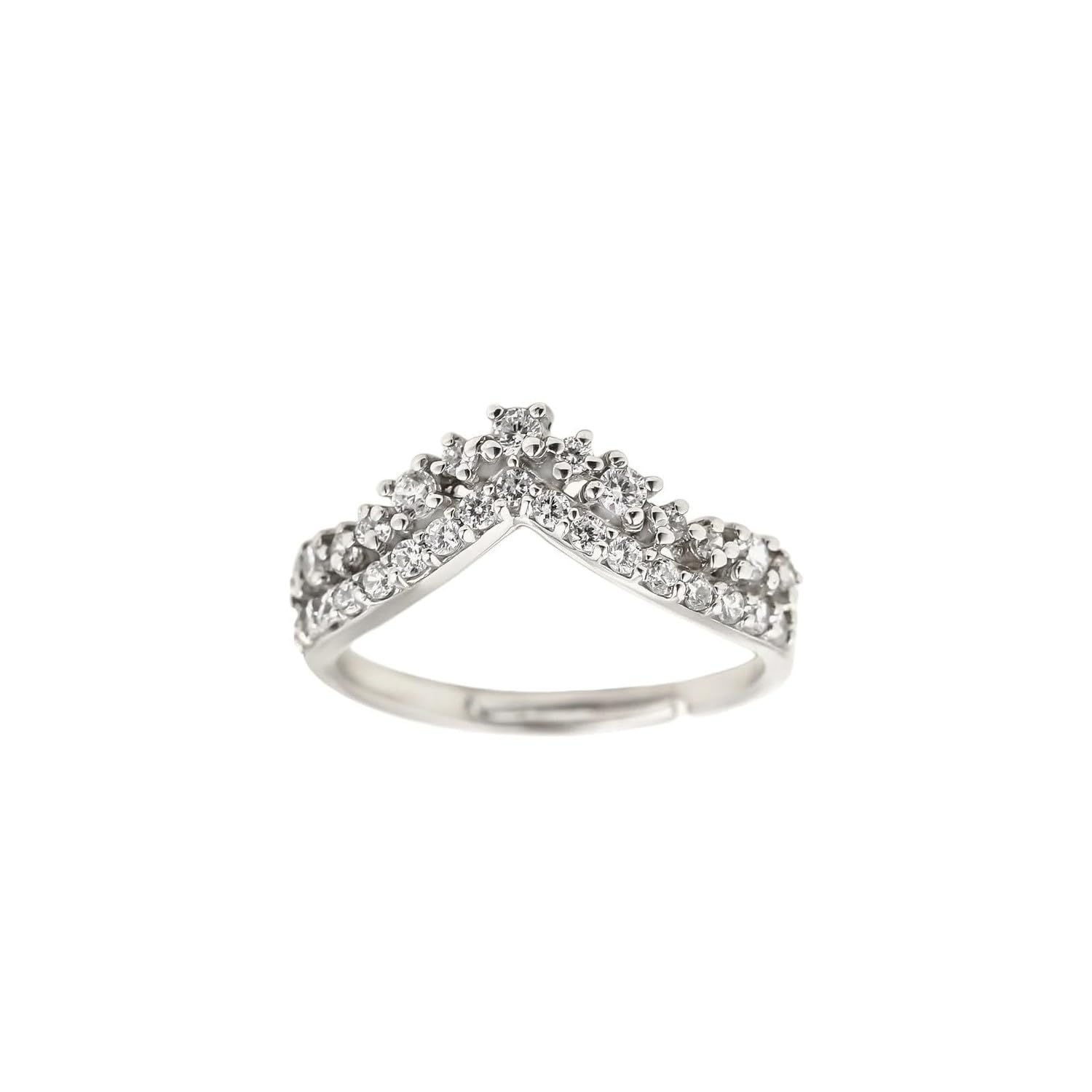MABEL 925 Sterling Silver, Rhodium Plated Tiara Adjustable Ring, Fine Jewellery Gifts for Women & Girls, Assured Purity & 6 Month Warranty* (B0CRS25HZR) Amazon Price History, Amazon Price Tracker