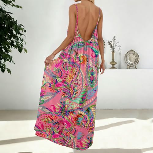 Image of HTHLVMD Backless Cami Dress Summer Dresses for Women 2026 Spaghetti Strap Dresses Womens Solid Color Backless Cami Dress