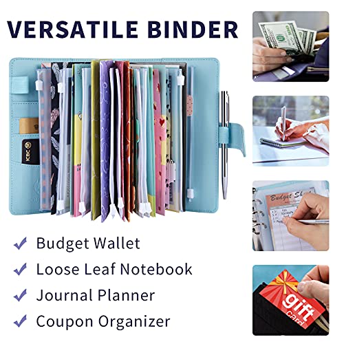 A6 Cash Envelope Budget Binder - Black Stickers With Blue Budget Binder With 12 Zipper Envelopes & Expense Tracker & Budget Labels, Cash Wallet Planner Organizer For Money, Receipt #TOP7