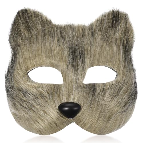 Holibanna Masquerade Fox Masks Japanese Fox Cat Masks Dress Up Party Atificial Cosplay for Halloween Carnival Masquerade Accessory (Grey)