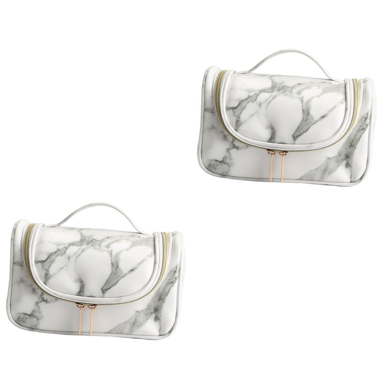 DOITOOL 2 Stück Marmor-Make-up-Tasche Organizer Reise-kulturtasche Kompakte Damentasche Reißverschluss Leicht Zu Reinigen Für Besondere Anlässe