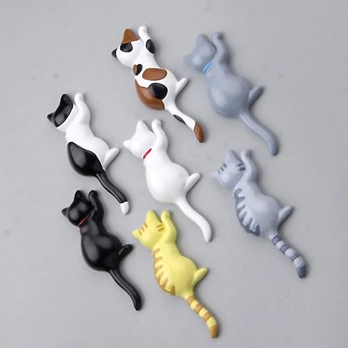 Miniatura 2 de Juego de 7 calcomanías magnéticas para refrigerador de gatos, decoración de cocina, para amantes de los gatos, decoración del hogar y la oficina
