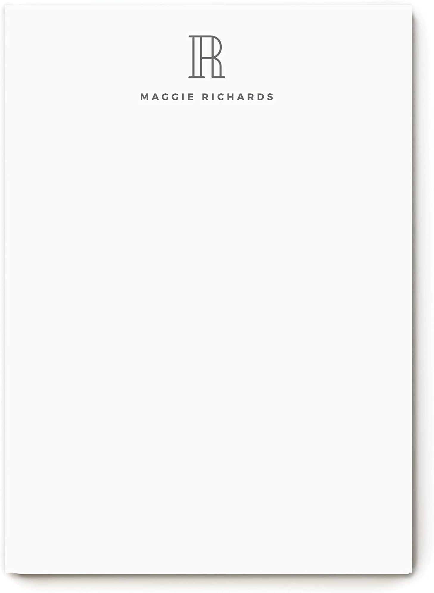 Custom Stationary Note Pad - Personalized Notepads with Name and Monogram Initial, Stationery Set 3 Sizes, 50 or 100 Sheets, Unlined or Lined Stationery Notepad - Outline Mono Pad