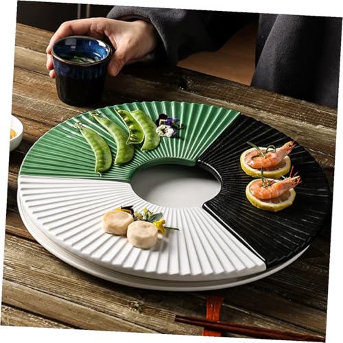 Plato japonés de cerámica estilo abanico para sushi miniatura 2