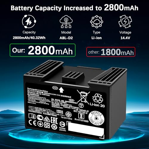 Image of 2800mAh ABL-D2 Battery Replacement for Roomba j7 j7+ i7 i7+ i8 i8+ i3 i3+ e5 e6 i4 i4+ i5 i5+ i6 i6+ j5 j5+ Series Compatible with ABL-D2 ABL-D2A ABL-D1 40.32Wh