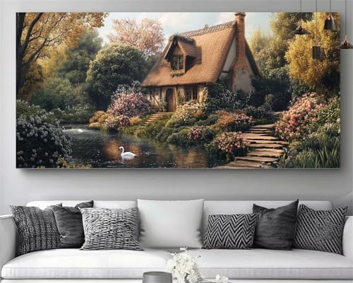 Cristal Strass Point de Croix XXL 100x300cm Diamond Painting Forêt et Rivière M776