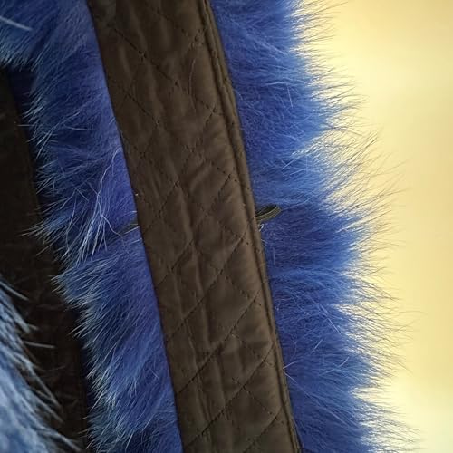 Fluffy Royal blue collar coat or parka for hood 75 cm3