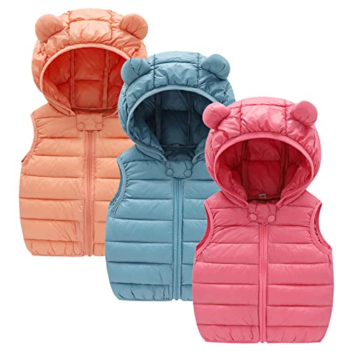 Boys Puffer Vest Hooded Quilted Outwear Sleeveless Jacket Zipper Waistcoat Girls Cute Vest Teddy Coat Winter Down Jacket Coat2