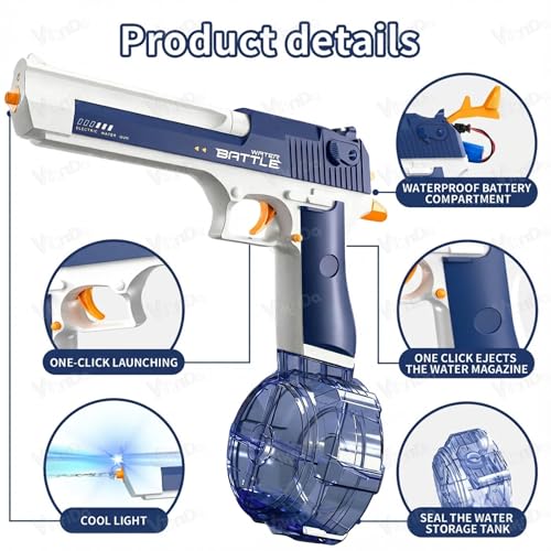 Image of VikriDA Electric Water Blaster with Free Extra Rechargeable Battery 26-32 FT Long Range Powerful Shooter 434CC + 58CC Large Capacity Water Gun for Kids & Adults Perfect for Beach & Pool Parties