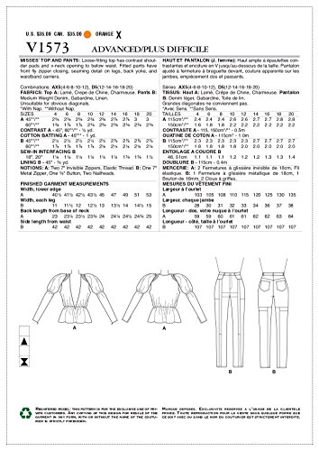 Patrons de haut et pantalon fluide en soie multicolore Vogue Patterns 20cm