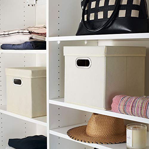 Image of Household Essentials 39-1 Decorative Storage Cube Set with Removable Lids | Natural | 2-Pack