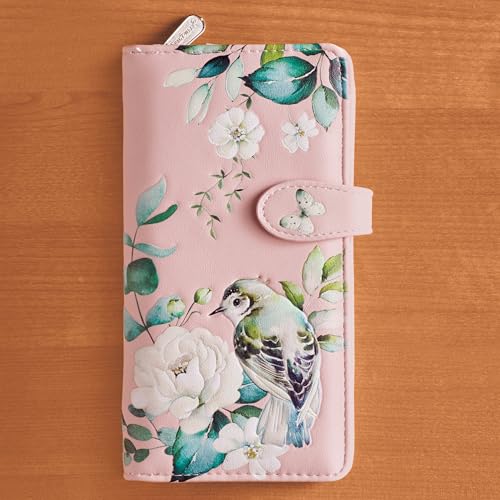 Collections Etc Birds & Flower Garden Magnetic Snap Closure Faux Leather Wallet2