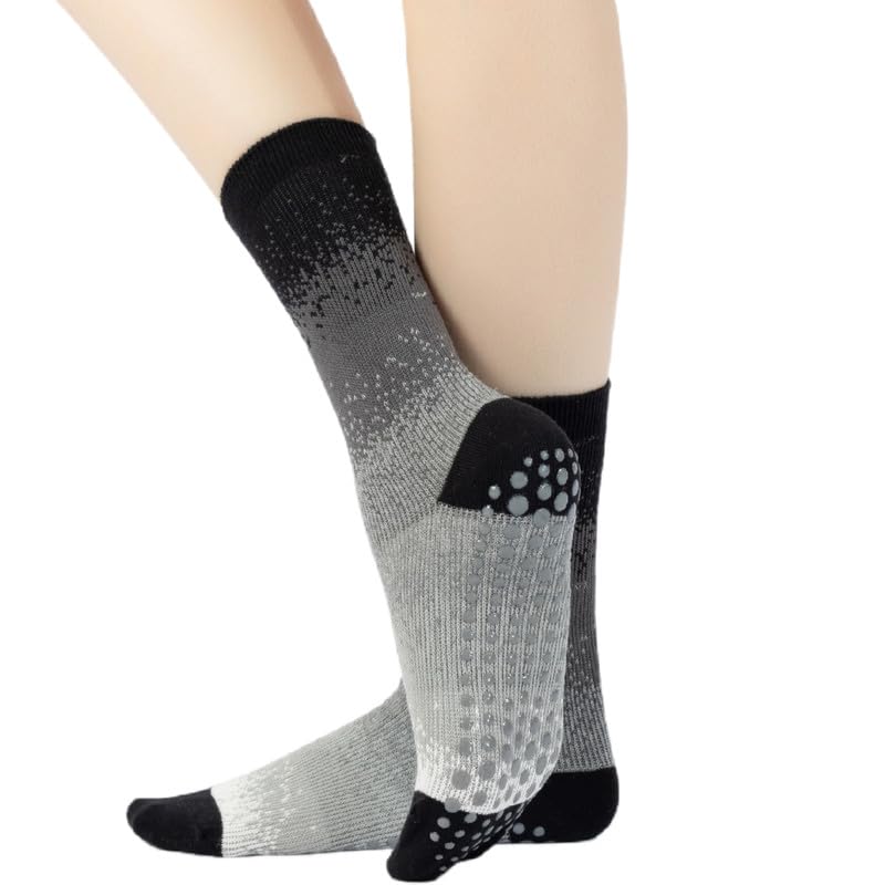 Image of Verdancy Yoga Pilates Socks with Grips for Women Non Slip Gradient Color-Blocked Cushioned Crew Socks for Barre Ballet Dance