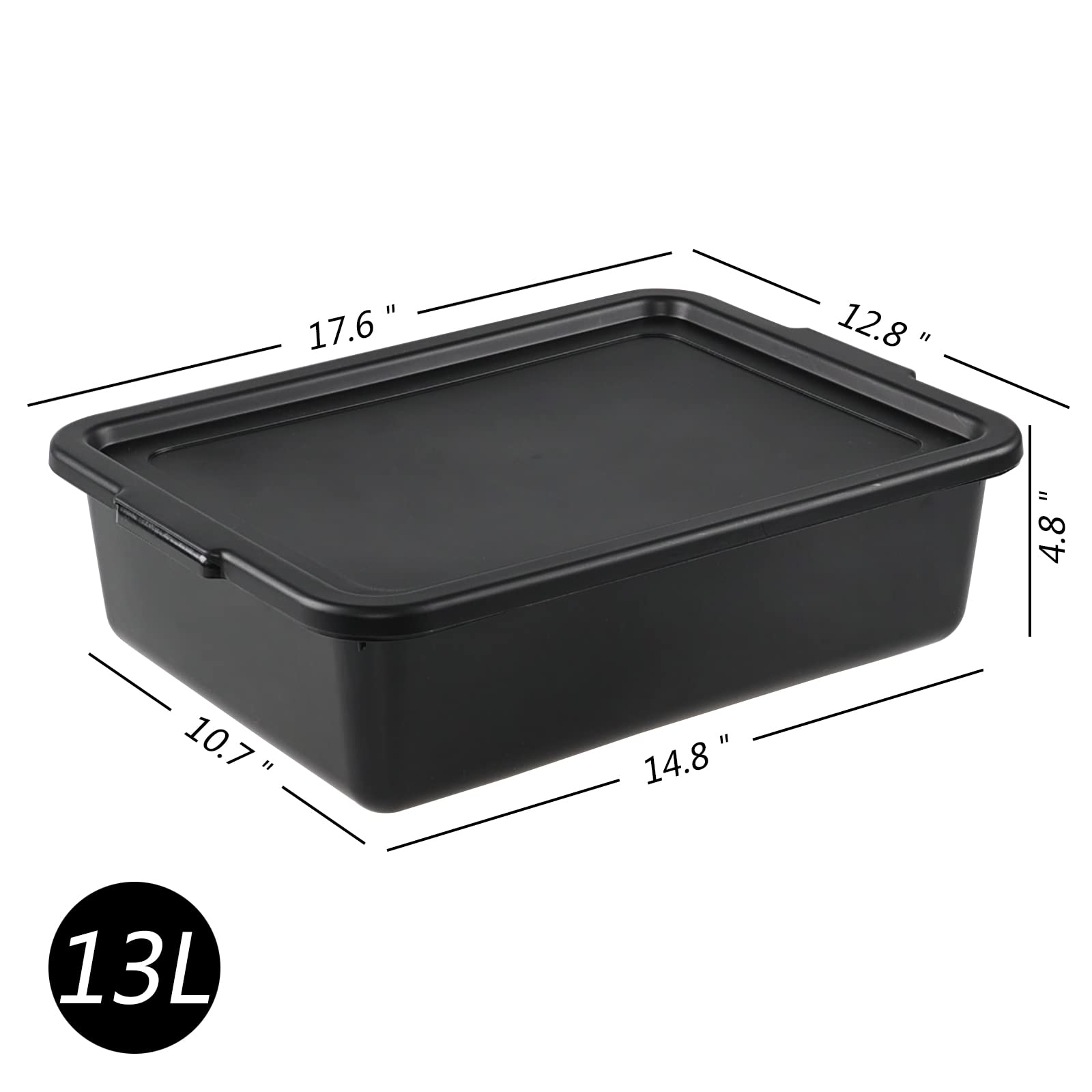 Restaurant Bus Tub 12-Pack 13 Liter Black - Commercial Restaurant Dish Bins With Handles Plastic Bus Tubs - View #7