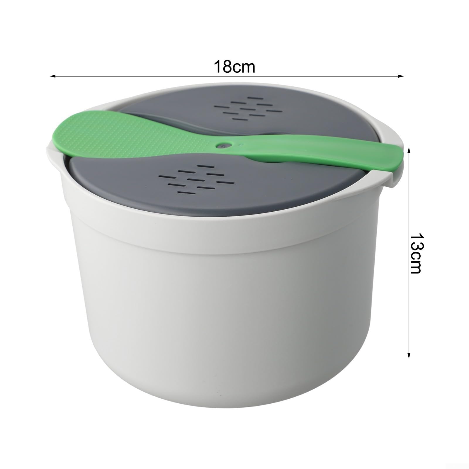 Cuiseur à riz pour micro-ondes, cuiseur à riz multifonction pour légumes, pâtes et soupe avec passoire (vert)