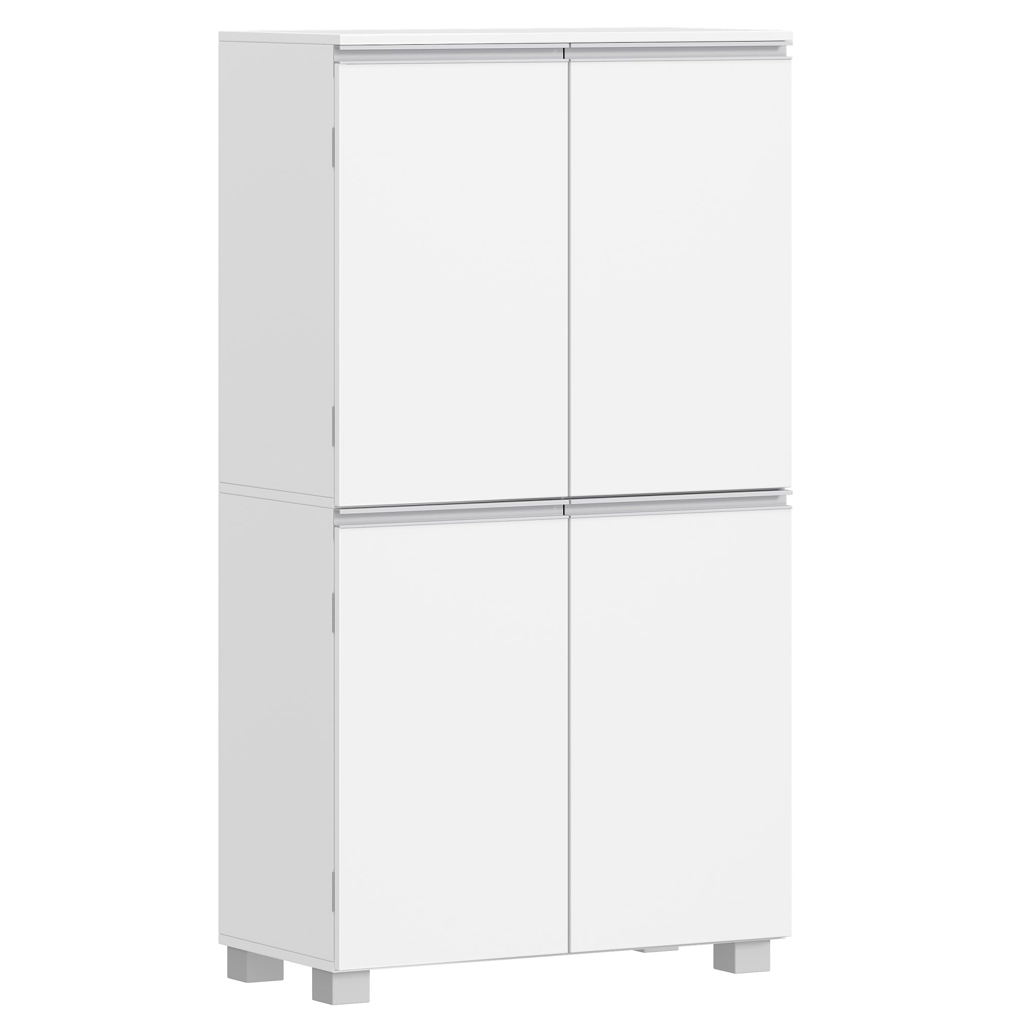 HEXCELEN Armoire de Salle de Bain, Meuble de Rangement avec 4 Portes Blanc | Placard de Cuisine avec Étagères Réglables, Adaptée au Salon, à La Salle de Bain, à La Buanderie, 30 x 60 x 110 cm