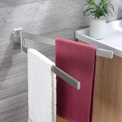 ZUNTO Wandmontage Doppelt Handtuchhalter 180° Schwenkbar 2-armig Handtuchstange 304 Edelstahl Gebürstet Handtuchhalterung Handtuchhaken für Bad und Küche 40.8cm