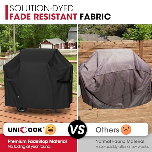 Image of Unicook 53 Inch Grill Cover for Weber Spirit II 300 and Spirit 300 Series, Heavy Duty Waterproof Outdoor BBQ Cover, Fade Resistant Weatherproof Gas Grill Protector, Compared to Weber 7139