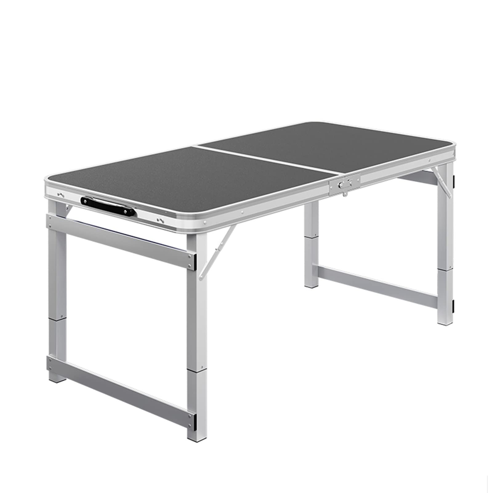 Składany aluminiowy stół ogrodowy z uchwytem, regulowana wysokość, stół kempingowy, idealny na grilla, piknik, plażę, patio, szary, 120 x 60 x 75 cm