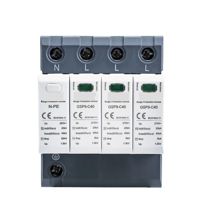 GSP9 20~40KA AC SPD 1P 2P 3P 4P House Surge Protector Protection Protective Low-Voltage Arrester Device 275~440V(AC385V,2P)