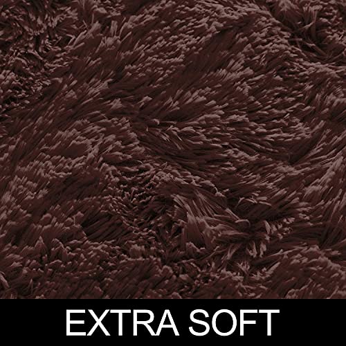 Image of Shaggy Floor Carpets for Living Room, Elegant Bed Side Runner Carpet, Kids Room Carpet, (2x5 Feet, Brown)