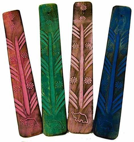 Cleopatra Ash Catcher Elephant Design 4pcs Per Box Containing Pink Green Blue And Red Mango Wood 10 Inch