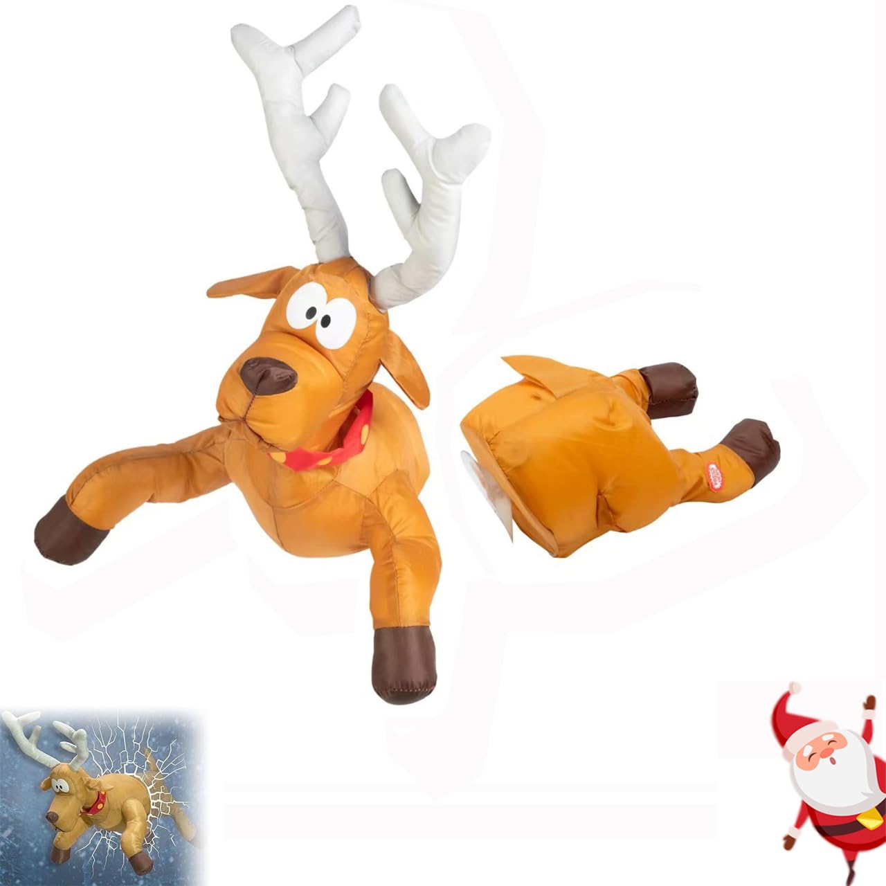 Eevhrqw B Crashing Santa Reindeer Animated,Crashing Santa Reindeer Animated Christmas,Funny Christmas Window Decorations & Leg-Kicking Animation, Funny Christmase Decor For Doors And Windows
