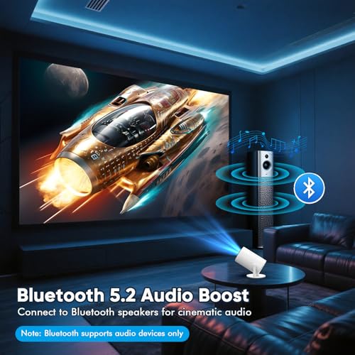 Image of [ Built-in Google TV & Voice Control] WISHOLY Mini Projector with WiFi and Bluetooth, Built-in Streaming Apps, Portable Movie Projector 4K with 180 Rotatable for Outdoor, Home Theater, Movie Night