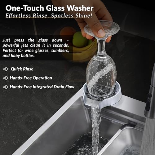 Image of Plantex 304 Grade Stainless Steel Kitchen Sink /Waterfall Kitchen Sink with Anti-Scratch Design /Sink with Pull-Down Faucet - (30 X 18 X 10 Inch, Matt)