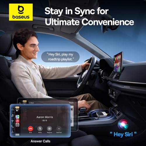 Image of Baseus Safe Journey Wireless CarPlay Adapter for iPhone (iOS 10-18), Plug & Play CarPlay Dongle with USB-C /USB-A, Compatible with 800+ Car Models (2016+), Fast Auto Connect & Stable Signal, Grey