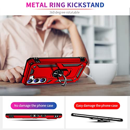 Image of Vaki Cases for Samsung Galaxy S23 Case with Screen Protector [Military Grade Drop] Heavy Duty Rugged Shockproof Protective Cover for Samsung Galaxy S23 5G Phone Case with Ring Kickstand Red