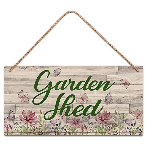SCAZOMV Garden Sign Decor, Garden Shed, Funny Outdoor Decorative For Garden Backyard Patio Farmhouse, Potting Shed She Shed Personalized Wooden Hanging Plaque 5'X 10'