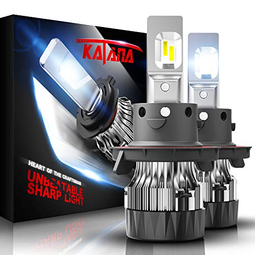 KATANA H13 LED Headlight Bulbs w/Mini Design,10000LM 6500K Cool White CREE Chips 9008 All-in-One Conversion Kit