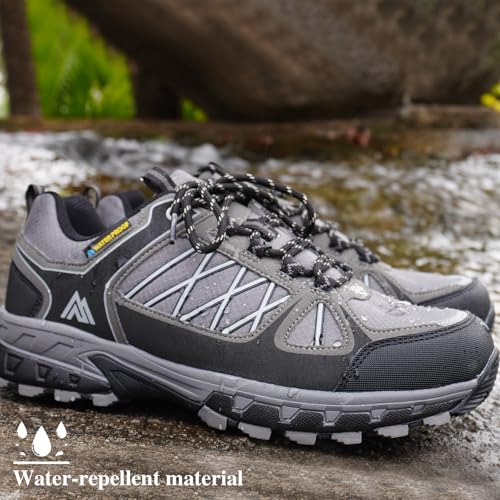 Image of Queday Mens Waterproof Lightweight Hiking Shoes | Breathable, Anti-slip Rubber outsole, Cushioned EVA midsoles, Ideal for daily trail, camping, and climbing