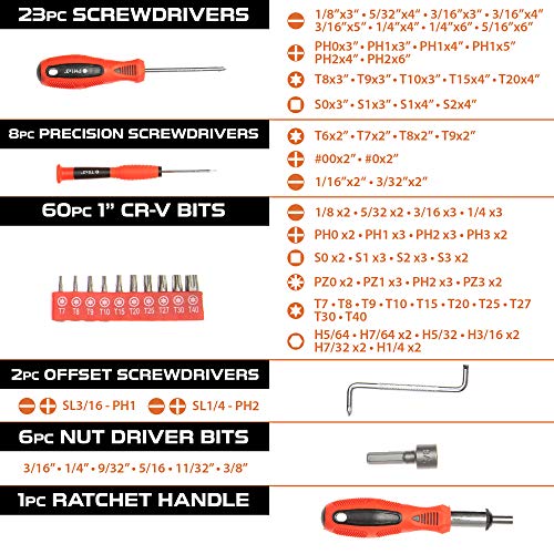 100 Piece Magnetic Screwdriver Set with Organizer Rack