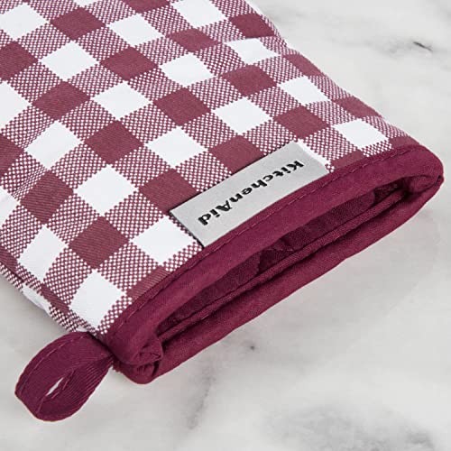 Image of KitchenAid Gingham Mini Oven Mitt 2-Pack Set, Beet, 5.5 inchx8 inch
