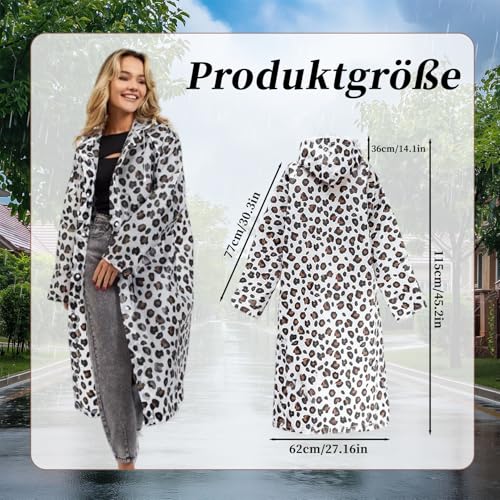 MOAZIFI Regenponcho Festival, Regencape Damen Leo, Regenmantel Damen Wasserdicht mit Premium 3-Lagigem Schutz, Atmungsaktiv und Leicht für Open-Airs, Universalgröße Trendigem Leopardenmuster