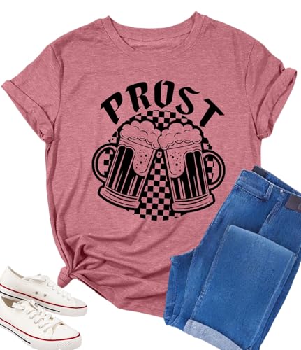 Oktoberfest Shirt Women German Shirts Prost T-Shirt October Festival Party Tee Oktoberfest Outfits Casual Short Sleeve Tops