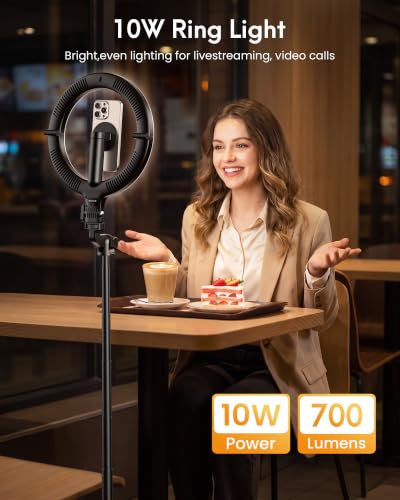 Image of Magnetic Ring Light with Stand and Phone Holder,10 inch Phone Tripod with Light