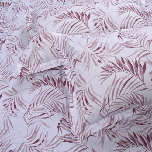 Image of HUESLAND by Ahmedabad Cotton 144 TC Cotton Elastic Fitted Bedsheet King Size with 2 Pillow Covers | 72 x 78 inches