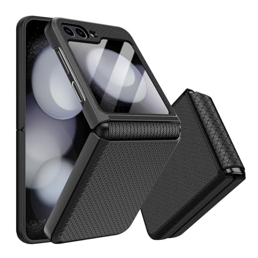 Giyer Capa protetora de tela integrada para Samsung Galaxy Z Flip 6, 5G, resistente, resistente, à prova de choque, dobradiça, capa protetora rígida de policarbonato com textura elegante para Samsung